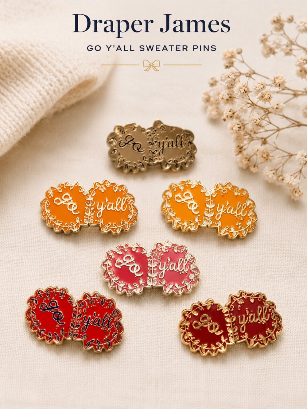 • Draper James • Go Y’all Sweater Pins